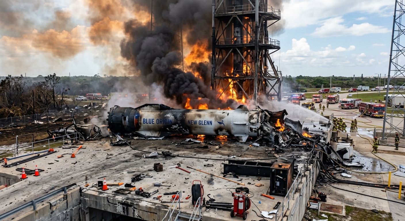 Blue Origins New Glenn Rocket Goes Up in Flames During Florida Test – What Went Wrong?